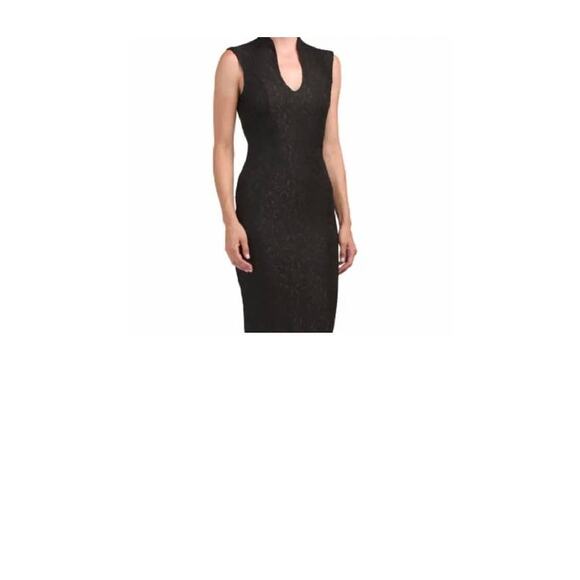 Almost Famous Black V-Cut Bodycon Midi Black Dress Size Medium - Picture 7 of 8